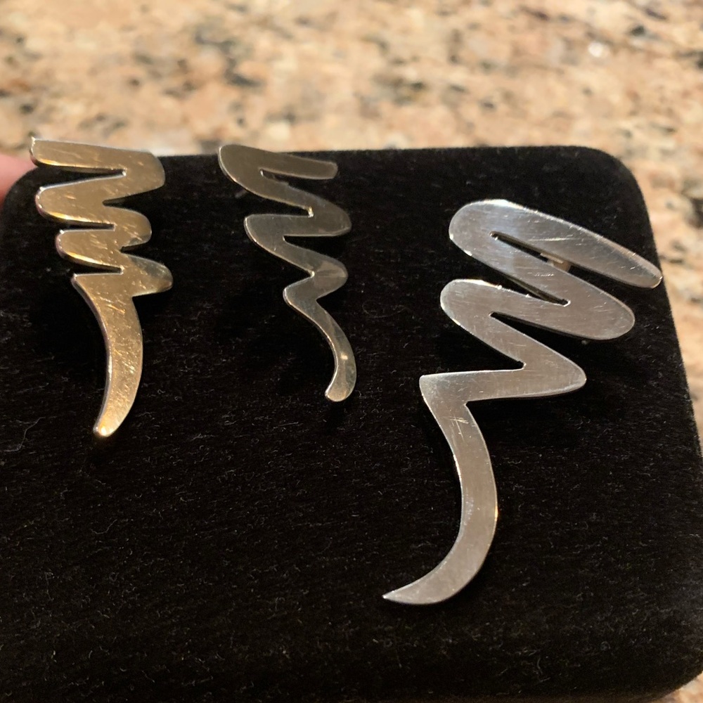 Retro Sterling silver earring and pin/necklace set